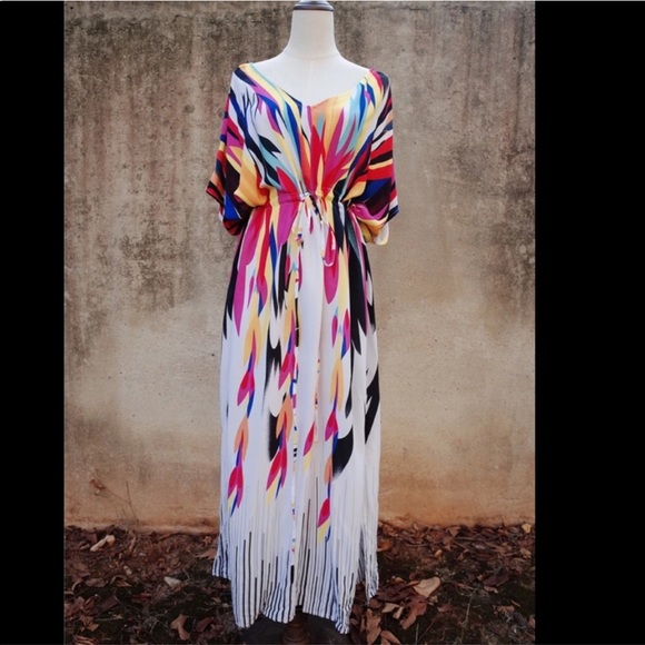 5 Star 🌟 Fave! The Vibrant Dress /Kaftan 💯 Rayon - Picture 2 of 6